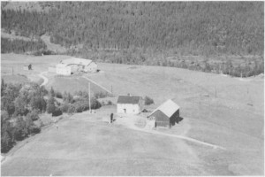 Øvergarden (til venstre) og Aunet i Hilmo. (1963)
