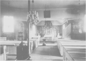 Interiør av Tydal kirke i 1930-åra.